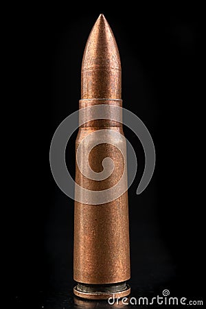 Ammunition of a high-speed rifle. Cartridges for a military rifle Stock Photo