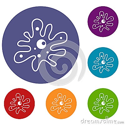 Amoeba icons set Vector Illustration