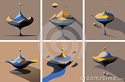 Amoeba-like irregular blob shape with fluid, smooth abstract design elements Vector Illustration