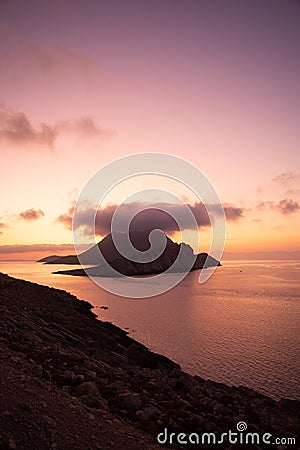 Sunset on Amorgos small islands, Cyclades, Greece Stock Photo