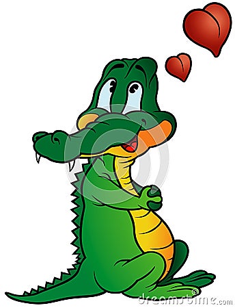 Amorous Crocodile Vector Illustration