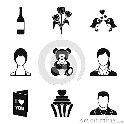 Amour icons set, simple style Vector Illustration