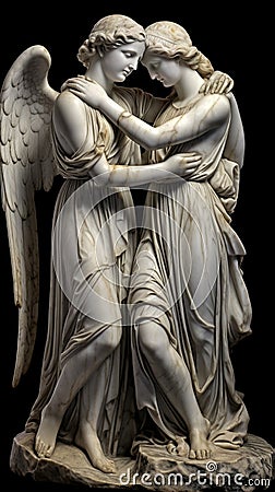 Amour and Psyche marble statue epic generative AI Stock Photo