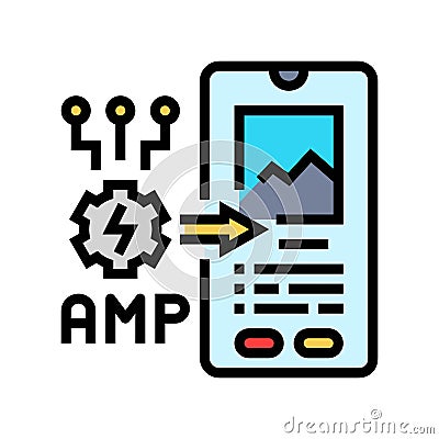 amp accelerated mobile pages seo color icon vector illustration Vector Illustration