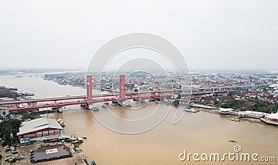 Ampera Bridge, South Sumatra Indonesia Editorial Stock Photo