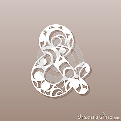 Ampersand for laser cutting.A round pattern. Vector Illustration