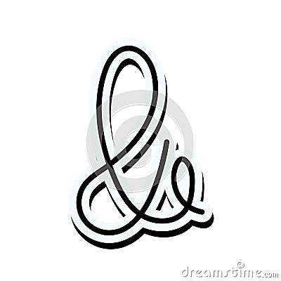 Ampersand lettering over white background Vector Illustration