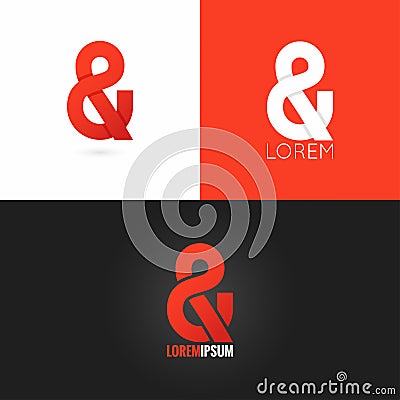 Ampersand logo design icon set background Vector Illustration