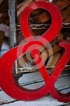 The ampersand symbol made of red metal Stock Photo