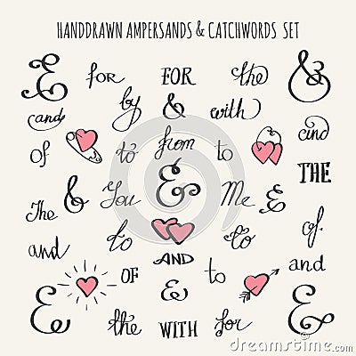 Ampersands and Catchwords Set Cartoon Illustration