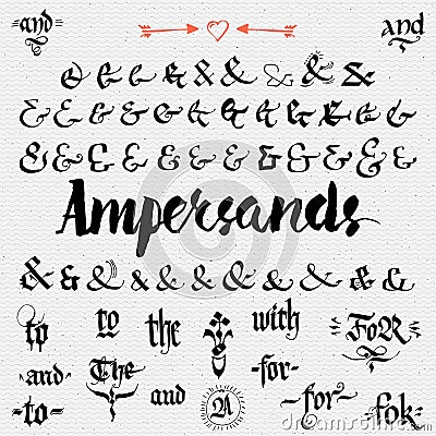 Ampersands Hand Drawn and catchwords Vector Illustration