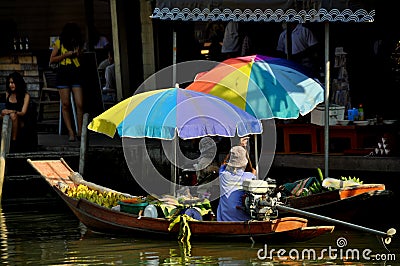 Amphawa, Thailand: Floating Market Boats Editorial Stock Photo