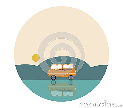 Amphibian bus or land and water touring bus Stock Photo