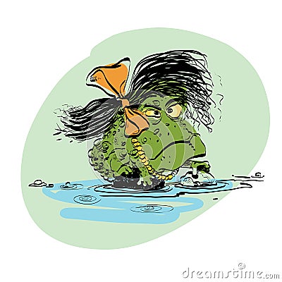 Amphibian frog girl Vector Illustration