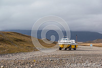 Amphibian vehicle In Iceland Editorial Stock Photo