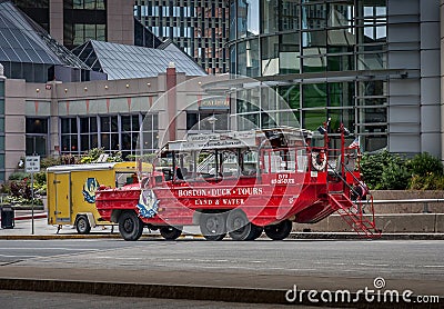 Amphibious DUKW red vehicle Editorial Stock Photo