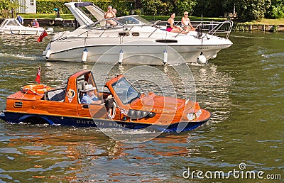 Amphibious Hybrid Car on River Thames Editorial Stock Photo