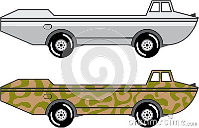 Amphibious Truck Boat on wheels vector Vector Illustration