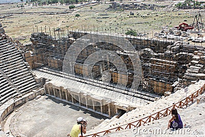 Amphitheater ancient ruined city of Hierapolis in Turkey Editorial Stock Photo