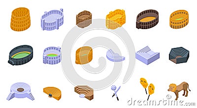 Amphitheater icons set isometric vector. Arena italy Vector Illustration