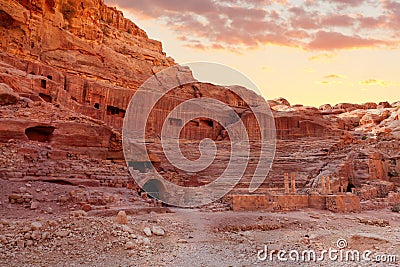 Amphitheater in Petra Stock Photo