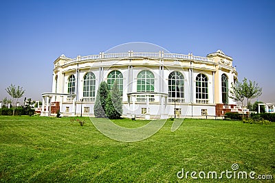 Amphitheatre building in green meadow Stock Photo