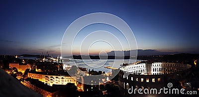 Amphitheatre at night light Stock Photo