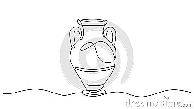 Amphora Ancient Greek clay vase, Vector illustration isolated on white background Cartoon Illustration