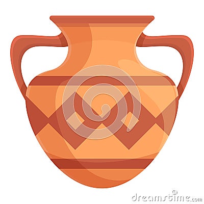 Amphora clay icon, cartoon style Vector Illustration