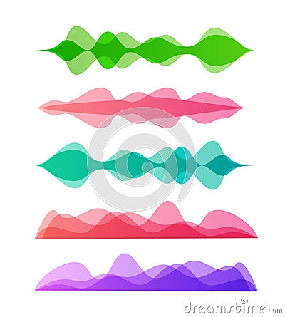 Amplitude colorful motion waves. Abstract equalizer music sound voice wave vector set. Digital graph Vector Illustration