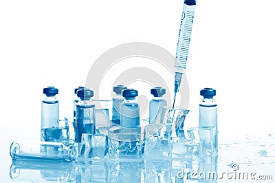 Ampoule on vaccine. on white Stock Photo