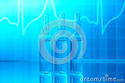 Ampules with EKG Stock Photo