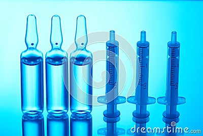 Ampules and syringes Stock Photo