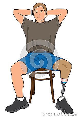 Amputee Relaxing Vector Illustration