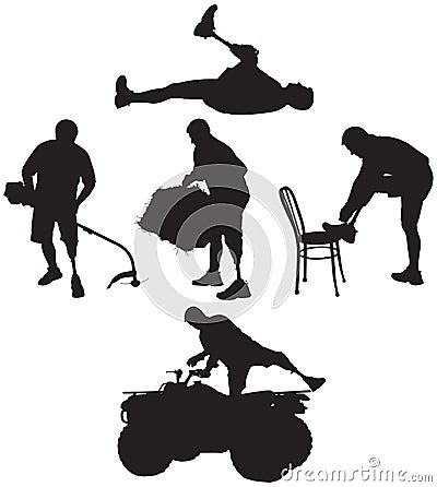 Amputee Silhouettes 7 Vector Illustration