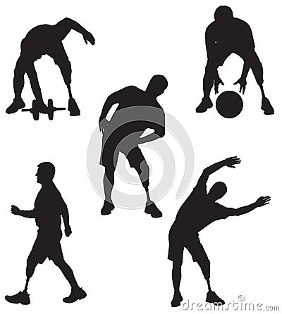 Amputee Silhouettes 5 Vector Illustration