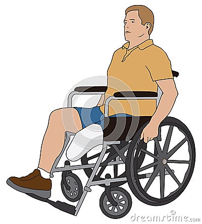 Amputee in Wheelchair Vector Illustration
