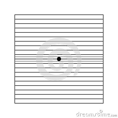 Amsler grid with central dot and horizontal lines closer together in center. Test to monitoring visual field and Cartoon Illustration