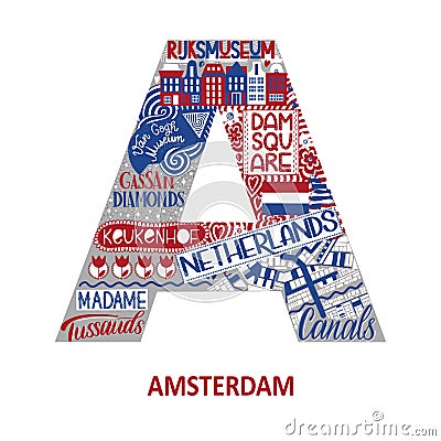 Amsterdam abstract sight map Vector Illustration
