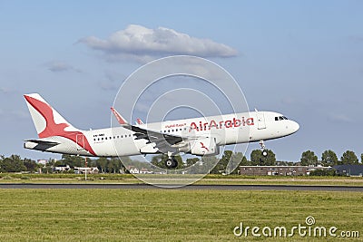 Amsterdam Airport Schiphol - Airbus A320-214 of Air Arabia Maroc lands Editorial Stock Photo