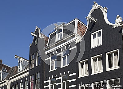 Amsterdam ; Architecture maison typiques flamandes Editorial Stock Photo