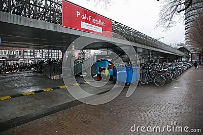 Amsterdam bike parking Editorial Stock Photo