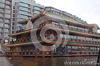 Amsterdam boat is a chinese restaurant Editorial Stock Photo