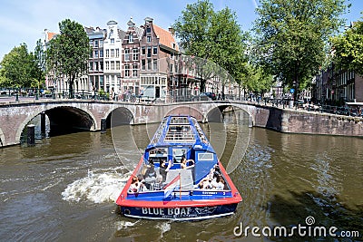 Amsterdam canal boat CITY OF AMSTERDAM Editorial Stock Photo