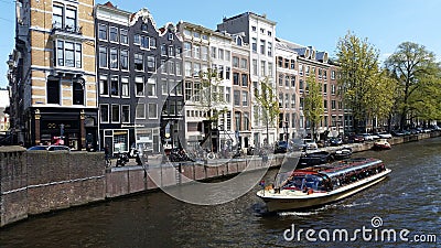 Amsterdam canal cruise boat Editorial Stock Photo