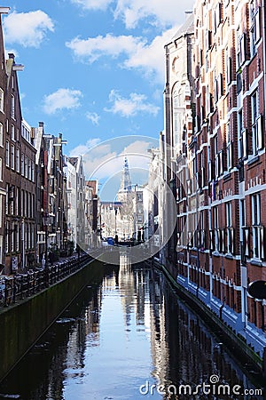 Amsterdam canals in a beautiful sunny day of spring Editorial Stock Photo