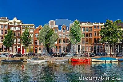 Amsterdam canals and typical houses, Holland Stock Photo