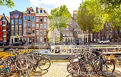 Amsterdam city and Brouwersgracht water canal, Jordaan district Editorial Stock Photo