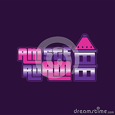 Abstract vector illustration of Amsterdam city logo with caption and building. Netherlands, Europe. Typography design in Vector Illustration