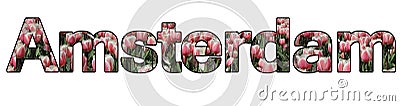 Amsterdam lettering with tulips Stock Photo